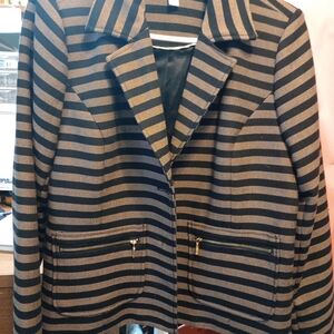 Striped Black and Brown Women's Jacket Issic Mizarahi.